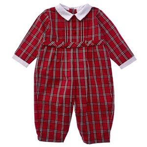 Carriage Boutique Long Romper Red Plaid NWT Size 3M